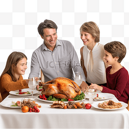 吃东西的家人图片_家人在家与火鸡庆祝圣诞晚餐