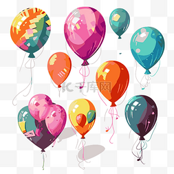气球剪贴画彩色气球设置不同颜色
