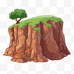 植物土壤卡通图片_虚张声势剪贴画卡通岛岩石上有树