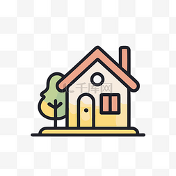 矢量图标房屋图片_房子的彩色线条设计 向量