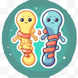 矢量染色体图片_两只有趣的蠕虫，它们的胃很高兴