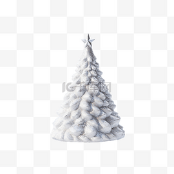 冬天唯美高清图片_户外真雪上的银色圣诞树装饰