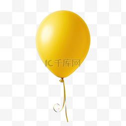 黄色氦气球，带绳索隔离背景