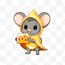 拿着奶酪的老鼠图片_穿着万圣节蝙蝠服装的老鼠拿着奶
