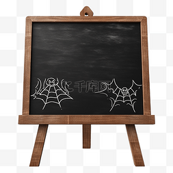 学校餐厅图片_立场上的黑板与万圣节黑蜘蛛和手