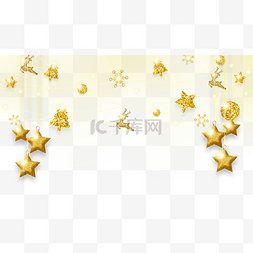 圣诞金色装饰边框横图可爱星星