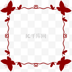 红色古典相框图片_红色简约花纹复古装饰相框边框