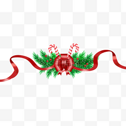绿色圣诞装饰图片_圣诞丝带植物红丝带