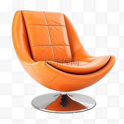 现代皮革椅子图片_孤立的橙色现代椅子