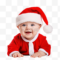 圣诞老人躺着图片_穿着圣诞老人服装的婴儿