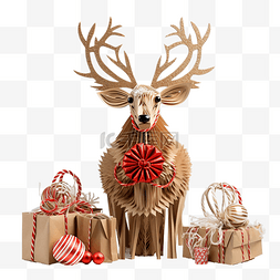 用工图片_用工艺袋和圣诞手杖制成的圣诞鹿