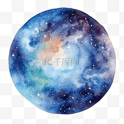 夜晚星背景图片_银河水彩画