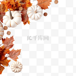 白色小桌子图片_感恩节快乐概念秋季构图白南瓜木