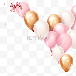 卡横幅图片_优雅的金色和粉色气球生日快乐庆
