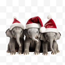 卡通儿童一群图片_一群可爱的小象快乐地等待着圣诞