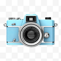 老式蓝色相机的 3d 渲染