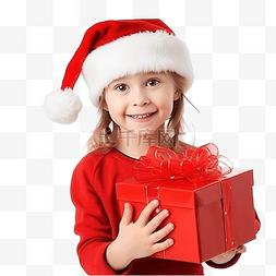 戴着圣诞帽的可爱小女孩的肖像，