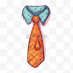 手绘橙色流苏领带卡通领带剪贴画