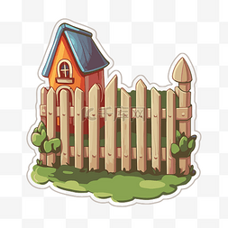 有房子和栅栏剪贴画的农场的贴纸