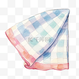 白色的餐巾图片_水彩格子复古餐巾