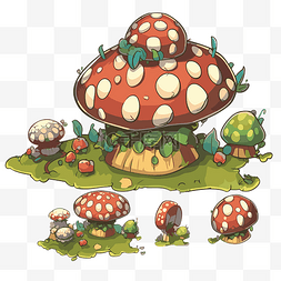 玩家卡通图片_扩展剪贴画蘑菇字符 向量
