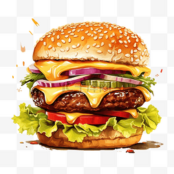 三明治堡图片_漢堡快餐插畫