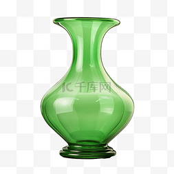 花瓶空图片_绿色玻璃花瓶与剪切路径隔离