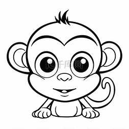 猴子鼻子图片_长着大眼睛的猴子着色页