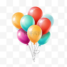 星星气球礼物图片_色彩缤纷的节日派对气球插画