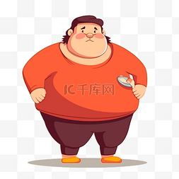 胖子大吃特吃图片_肥胖剪贴画胖子角色，手臂上有三