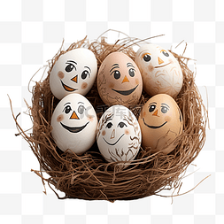 同学之情图片_圣诞节在巢里画着脸的快乐鸡蛋