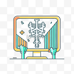 带有骨架图形的医疗电脑屏幕 向