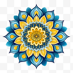 背景彩色花纹图片_蓝色和黄色的彩色曼陀罗