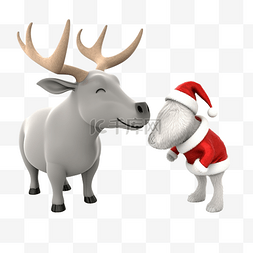 3d 插图圣诞节触摸有角的哺乳动物