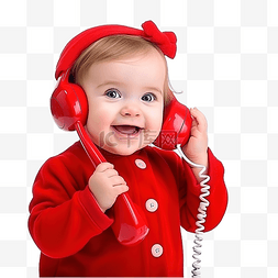 可通手机图片_圣诞节可爱的小女婴打电话
