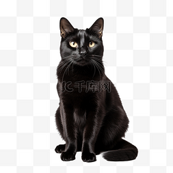 黑色猫生气图片_肖像坐黑猫
