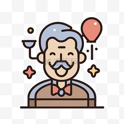 爸爸生日快乐图片_一个留着小胡子和气球的男人的卡