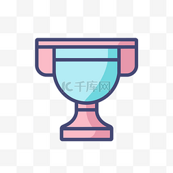 蓝色和粉色的小奖杯标志 向量