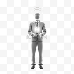 规划白色图片_商人站立和灯泡在白色背景上的 3D