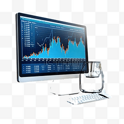 投资分析师图片_3D 渲染增加利润图表在屏幕上插图