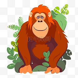 带猩猩头套的图片_猩猩剪贴画 猩猩卡通人物坐在树