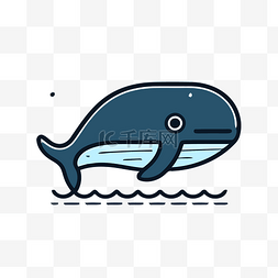 蓝色卡通鲸鱼标志 向量