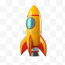 穿梭未来图片_3d 火箭卡通风格渲染对象图