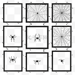 卡通边框边框剪影图片_万圣节蜘蛛网与蜘蛛框架和角落设