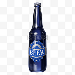 产品质感图片_啤酒瓶3d蓝色立体