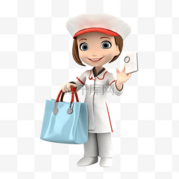 的医生图片_护士携带药袋3D人物插画