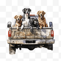 狩獵卡車和狗