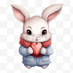 可爱小婴儿卡通图片_穿着毛衣的可爱兔男孩，手里拿着