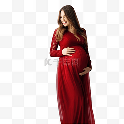 穿着睡衣的怀孕女孩在圣诞树附近