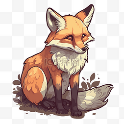 一只狐狸图片_一只插图狐狸坐在草地上 剪贴画 